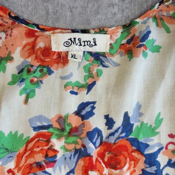 Mimi Floral Open Front Short Sleeve Kimono with Tassels - Picture 5 of 8